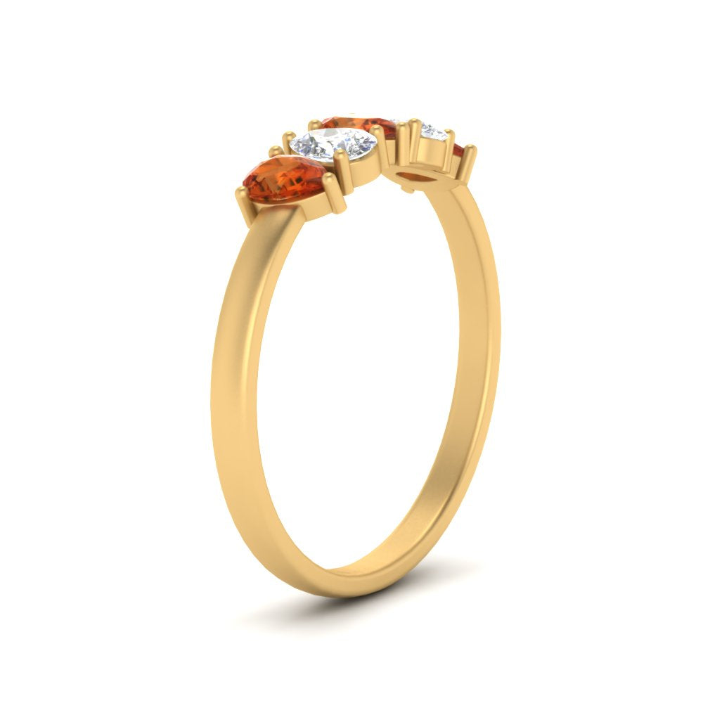 0.75-carat-orange-sapphire-five-stone-wedding-band-teardrop-yellow-gold-FD8294B-0.15CTGSAORANGLE3-NL-YG