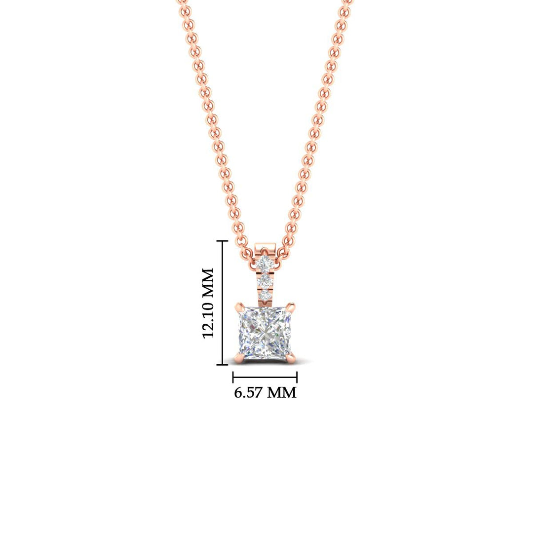 Pavé Bail Princess Cut Diamond Pendant