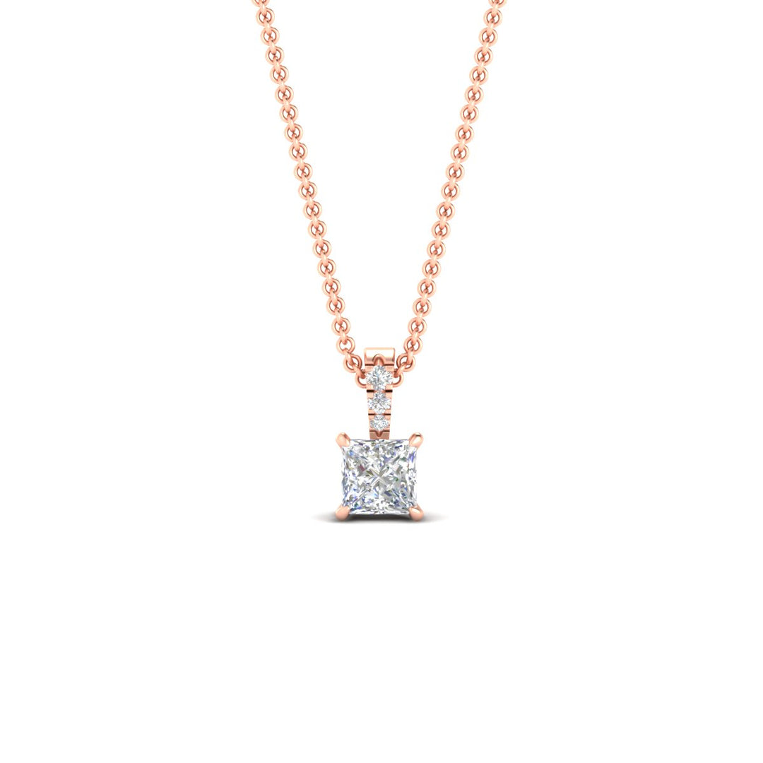 Pavé Bail Princess Cut Diamond Pendant