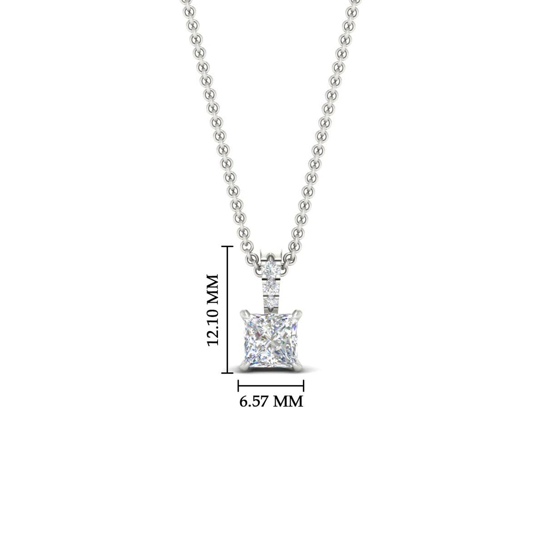 Pavé Bail Princess Cut Diamond Pendant