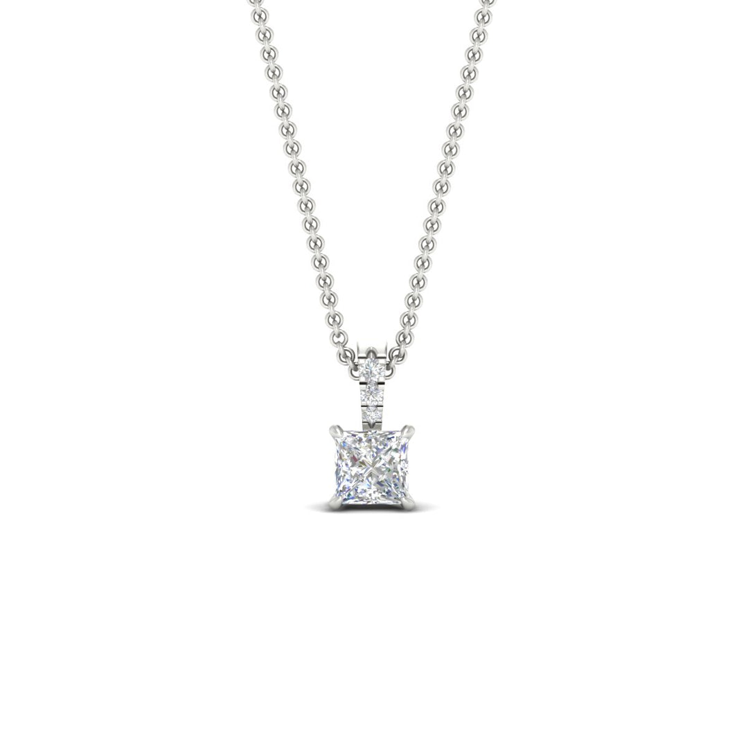 Pavé Bail Princess Cut Diamond Pendant