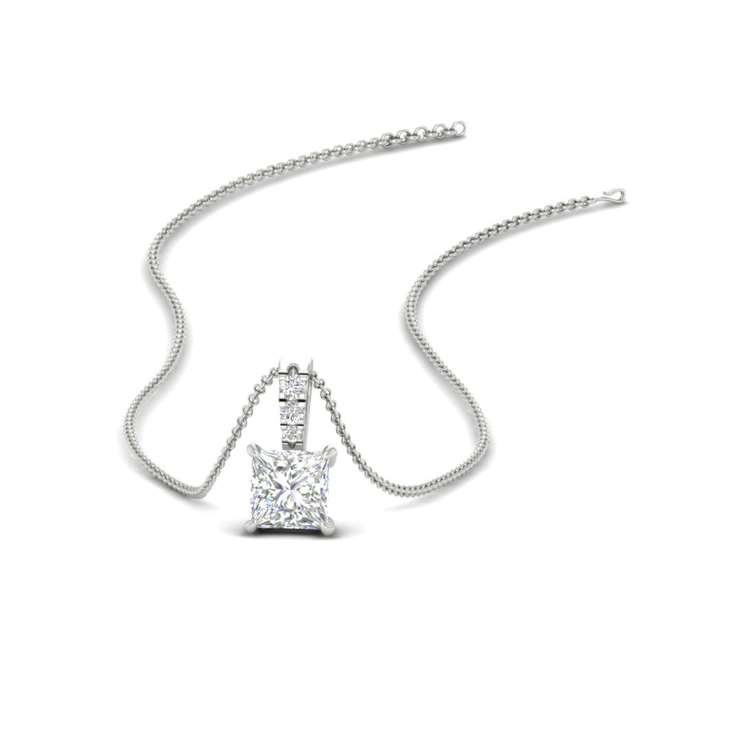 Pavé Bail Princess Cut Diamond Pendant