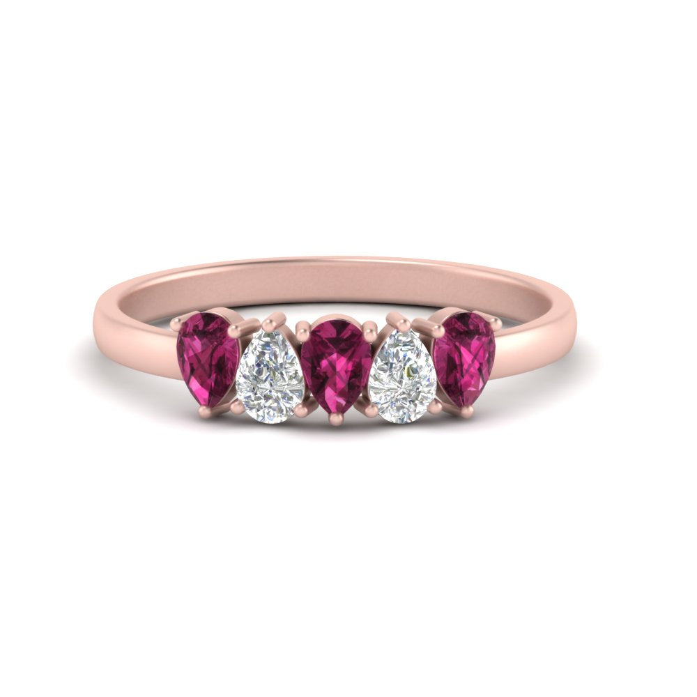 0.75-carat-pink-sapphire-five-stone-wedding-band-teardrop-rose-gold-FD8294B-0.15CTGSADRPIANGLE3-NL-RG