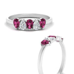 Load image into Gallery viewer, 0.75-carat-pink-sapphire-five-stone-wedding-band-teardrop-white-gold-FD8294B-0.15CTGSADRPIANGLE3-NL-WG
