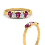Load image into Gallery viewer, 0.75-carat-pink-sapphire-five-stone-wedding-band-teardrop-yellow-gold-FD8294B-0.15CTGSADRPIANGLE3-NL-YG
