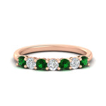 Load image into Gallery viewer, 0.75-carat-round-7-emerald-wedding-ring-band-in-rose-gold-FD8008B7GEMGR-0.75CT-NL-RG
