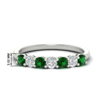 Load image into Gallery viewer, 0.75-carat-round-7-emerald-wedding-ring-band-in-white-gold-FD8008B7GEMGR-0.75CT-NL-WG-HW
