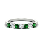 Load image into Gallery viewer, 0.75-carat-round-7-emerald-wedding-ring-band-in-white-gold-FD8008B7GEMGR-0.75CT-NL-WG
