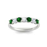 Load image into Gallery viewer, 0.75-carat-round-7-emerald-wedding-ring-band-in-white-gold-FD8008B7GEMGRANGLE5-0.75CT-NL-WG
