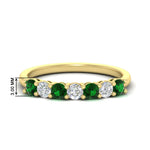 Load image into Gallery viewer, 0.75-carat-round-7-emerald-wedding-ring-band-in-yellow-gold-FD8008B7GEMGR-0.75CT-NL-YG-HW
