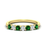 Load image into Gallery viewer, 0.75-carat-round-7-emerald-wedding-ring-band-in-yellow-gold-FD8008B7GEMGR-0.75CT-NL-YG

