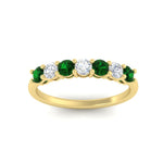 Load image into Gallery viewer, 0.75-carat-round-7-emerald-wedding-ring-band-in-yellow-gold-FD8008B7GEMGRANGLE5-0.75CT-NL-YG
