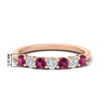 Load image into Gallery viewer, 0.75-carat-round-7-pink-sapphire-wedding-ring-band-in-rose-gold-FD8008B7GSADRPI-0.75CT-NL-RG-HW
