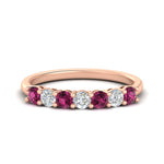 Load image into Gallery viewer, 0.75-carat-round-7-pink-sapphire-wedding-ring-band-in-rose-gold-FD8008B7GSADRPI-0.75CT-NL-RG
