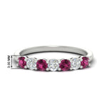 Load image into Gallery viewer, 0.75-carat-round-7-pink-sapphire-wedding-ring-band-in-white-gold-FD8008B7GSADRPI-0.75CT-NL-WG-HW
