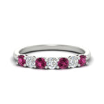 Load image into Gallery viewer, 0.75-carat-round-7-pink-sapphire-wedding-ring-band-in-white-gold-FD8008B7GSADRPI-0.75CT-NL-WG
