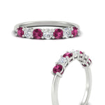 Load image into Gallery viewer, 0.75-carat-round-7-pink-sapphire-wedding-ring-band-in-white-gold-FD8008B7GSADRPIANGLE3-0.75CT-NL-WG
