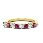 Load image into Gallery viewer, 0.75-carat-round-7-pink-sapphire-wedding-ring-band-in-yellow-gold-FD8008B7GSADRPI-0.75CT-NL-YG-HW
