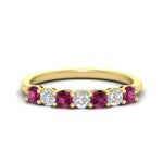 Load image into Gallery viewer, 0.75-carat-round-7-pink-sapphire-wedding-ring-band-in-yellow-gold-FD8008B7GSADRPI-0.75CT-NL-YG
