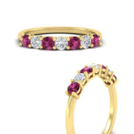 Load image into Gallery viewer, 0.75-carat-round-7-pink-sapphire-wedding-ring-band-in-yellow-gold-FD8008B7GSADRPIANGLE3-0.75CT-NL-YG
