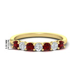 Load image into Gallery viewer, 0.75-carat-round-7-ruby-wedding-ring-band-in-yellow-gold-FD8008B7GRUDR-0.75CT-NL-YG-HW
