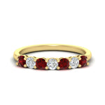 Load image into Gallery viewer, 0.75-carat-round-7-ruby-wedding-ring-band-in-yellow-gold-FD8008B7GRUDR-0.75CT-NL-YG
