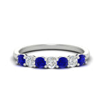 Load image into Gallery viewer, 0.75-carat-round-7-sapphire-wedding-ring-band-in-white-gold-FD8008B7GSABL-0.75CT-NL-WG

