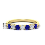 Load image into Gallery viewer, 0.75-carat-round-7-sapphire-wedding-ring-band-in-yellow-gold-FD8008B7GSABL-0.75CT-NL-YG-HW
