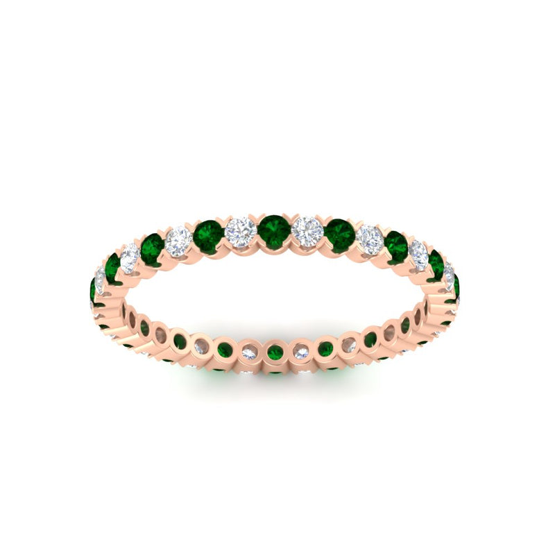 0.75-carat-round-cut-bezel-set-diamond-and-emerald-eternity-wedding-band-in-rose-gold-FD8072ROBGEMGRANGLE5-0.72CT-NL-RG?v=1774347027
