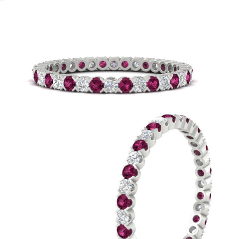 0.75-carat-round-cut-bezel-set-diamond-and-pink-sapphire-eternity-wedding-band-in-white-gold-FD8072ROBGSADRPIANGLE3-0.72CT-NL-WG?v=1774347027