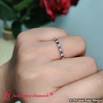 Load image into Gallery viewer, 0.75-carat-round-cut-bezel-set-diamond-and-sapphire-eternity-wedding-band-in-14k-yellow-gold-FD8072ROB-4?v=1774347027