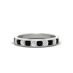 Load image into Gallery viewer, 0.75-carat-round-diamond-channel-set-anniversary-ring-with-black-diamond-in-white-gold-FDWB5242ROGBALCK-0.75CT-NL-WG
