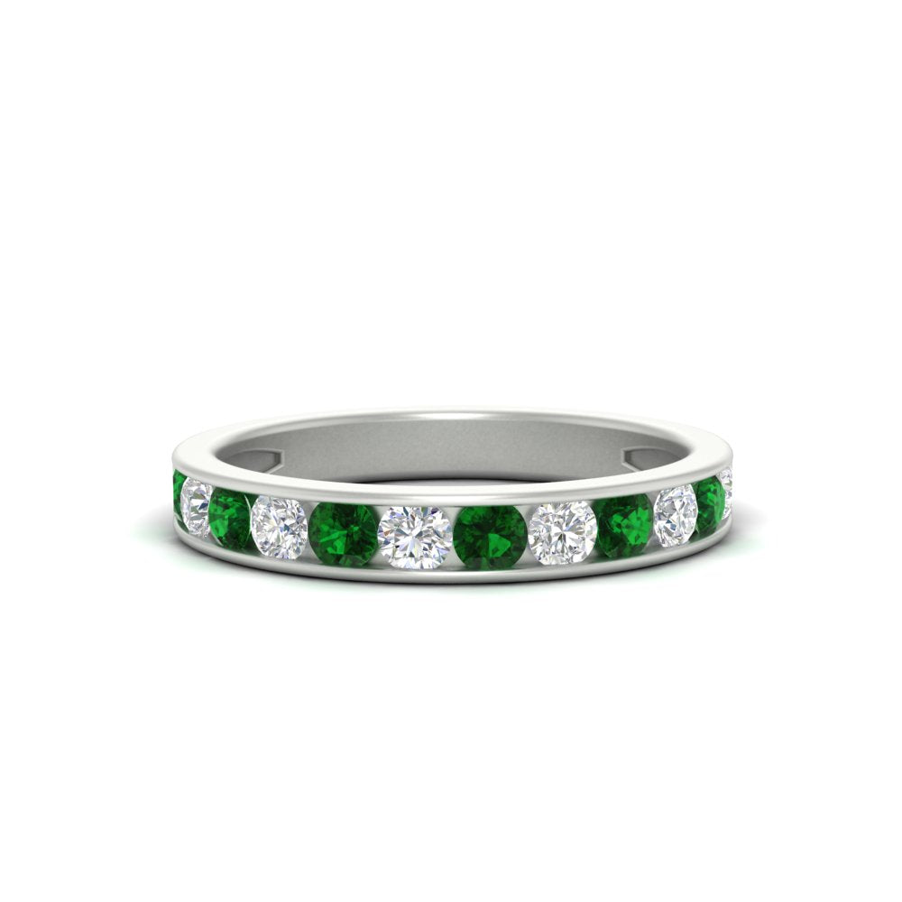 0.75-carat-round-diamond-channel-set-anniversary-ring-with-emerald-in-white-gold-FDWB5242ROGEMGR-0.75CT-NL-WG