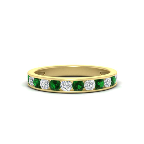 0.75-carat-round-diamond-channel-set-anniversary-ring-with-emerald-in-yellow-gold-FDWB5242ROGEMGR-0.75CT-NL-YG