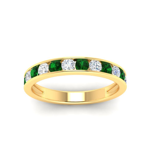 0.75-carat-round-diamond-channel-set-anniversary-ring-with-emerald-in-yellow-gold-FDWB5242ROGEMGRANGLE5-0.75CT-NL-YG