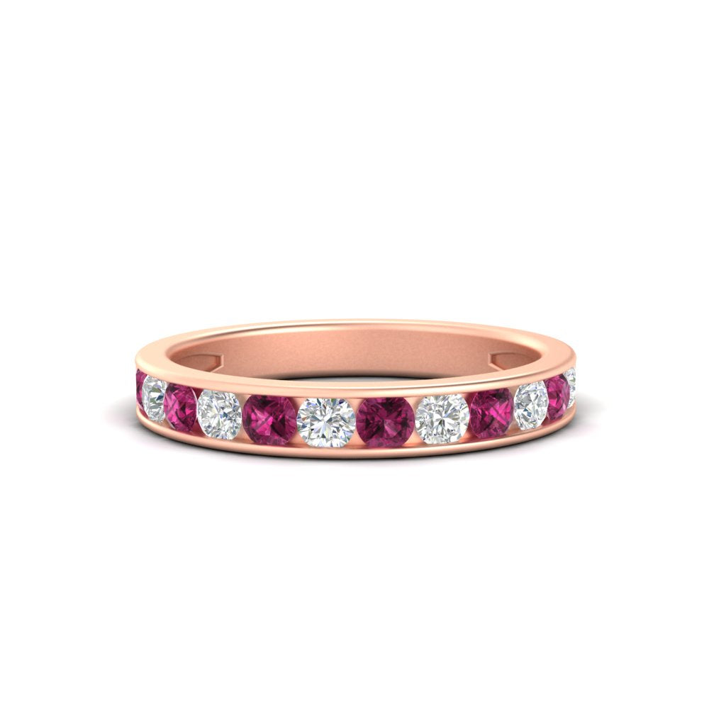 0.75-carat-round-diamond-channel-set-anniversary-ring-with-pink-sapphire-in-rose-gold-FDWB5242ROGSADRPI-0.75CT-NL-RG