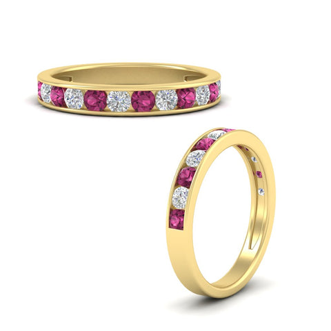 0.75-carat-round-diamond-channel-set-anniversary-ring-with-pink-sapphire-in-yellow-gold-FDWB5242ROGSADRPIANGLE3-0.75CT-NL-YG