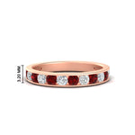 Load image into Gallery viewer, 0.75-carat-round-diamond-channel-set-anniversary-ring-with-ruby-in-rose-gold-FDWB5242ROGRUDR-0.75CT-NL-RG-HW
