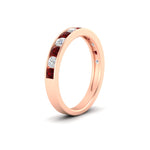 Load image into Gallery viewer, 0.75-carat-round-diamond-channel-set-anniversary-ring-with-ruby-in-rose-gold-FDWB5242ROGRUDRANGLE2-0.75CT-NL-RG
