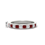 Load image into Gallery viewer, 0.75-carat-round-diamond-channel-set-anniversary-ring-with-ruby-in-white-gold-FDWB5242ROGRUDR-0.75CT-NL-WG-HW
