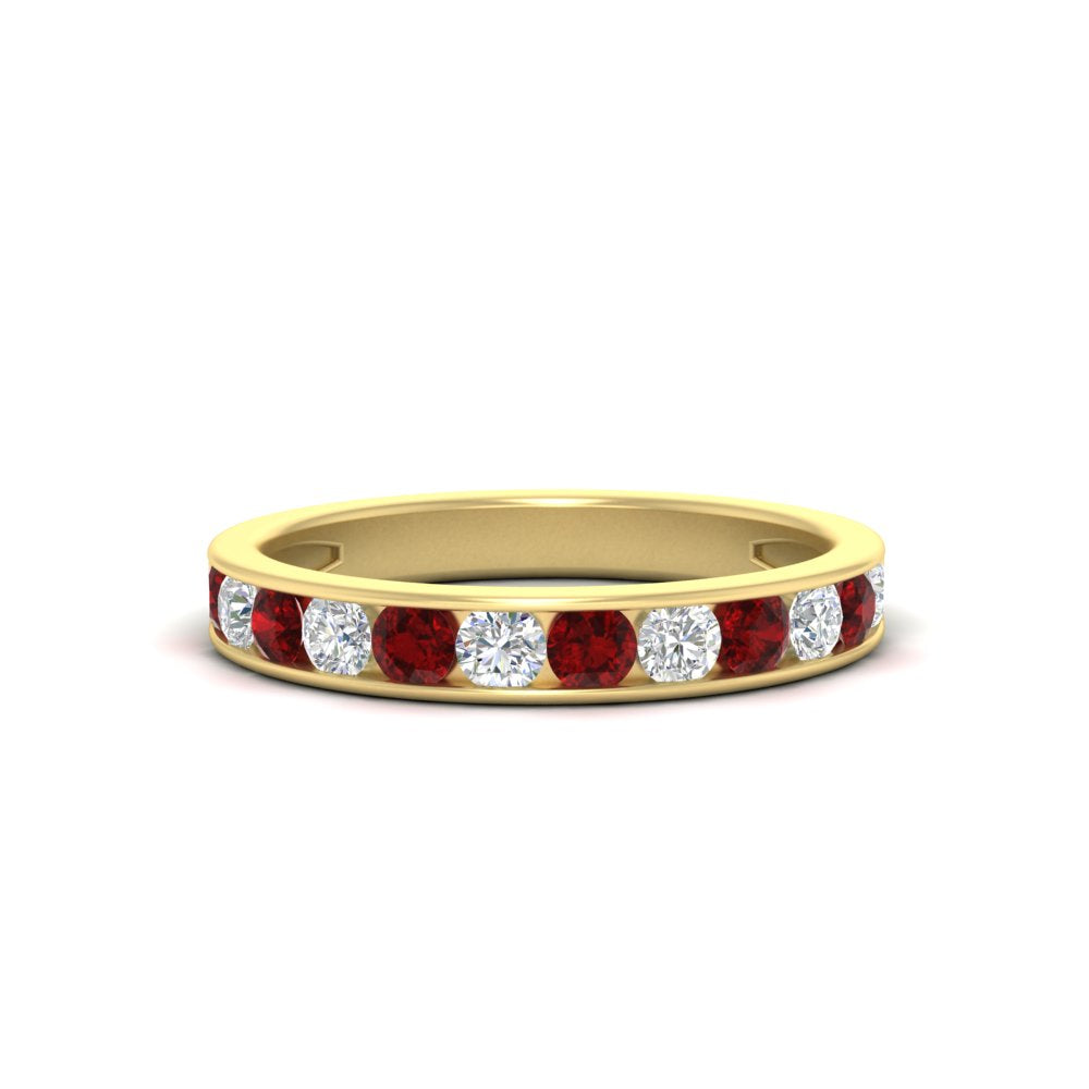 0.75-carat-round-diamond-channel-set-anniversary-ring-with-ruby-in-yellow-gold-FDWB5242ROGRUDR-0.75CT-NL-YG