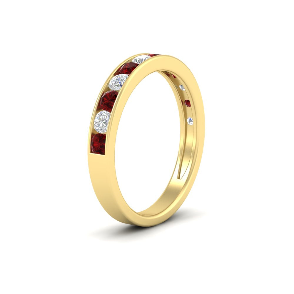 0.75-carat-round-diamond-channel-set-anniversary-ring-with-ruby-in-yellow-gold-FDWB5242ROGRUDRANGLE2-0.75CT-NL-YG