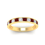 Load image into Gallery viewer, 0.75-carat-round-diamond-channel-set-anniversary-ring-with-ruby-in-yellow-gold-FDWB5242ROGRUDRANGLE5-0.75CT-NL-YG
