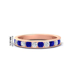 Load image into Gallery viewer, 0.75-carat-round-diamond-channel-set-anniversary-ring-with-sapphire-in-rose-gold-FDWB5242ROGSABL-0.75CT-NL-RG-HW
