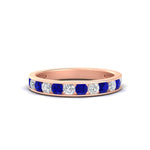 Load image into Gallery viewer, 0.75-carat-round-diamond-channel-set-anniversary-ring-with-sapphire-in-rose-gold-FDWB5242ROGSABL-0.75CT-NL-RG
