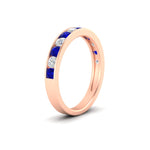 Load image into Gallery viewer, 0.75-carat-round-diamond-channel-set-anniversary-ring-with-sapphire-in-rose-gold-FDWB5242ROGSABLANGLE2-0.75CT-NL-RG
