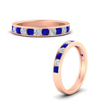 Load image into Gallery viewer, 0.75-carat-round-diamond-channel-set-anniversary-ring-with-sapphire-in-rose-gold-FDWB5242ROGSABLANGLE3-0.75CT-NL-RG
