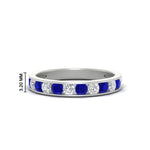 Load image into Gallery viewer, 0.75-carat-round-diamond-channel-set-anniversary-ring-with-sapphire-in-white-gold-FDWB5242ROGSABL-0.75CT-NL-WG-HW
