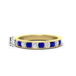 Load image into Gallery viewer, 0.75-carat-round-diamond-channel-set-anniversary-ring-with-sapphire-in-yellow-gold-FDWB5242ROGSABL-0.75CT-NL-YG-HW
