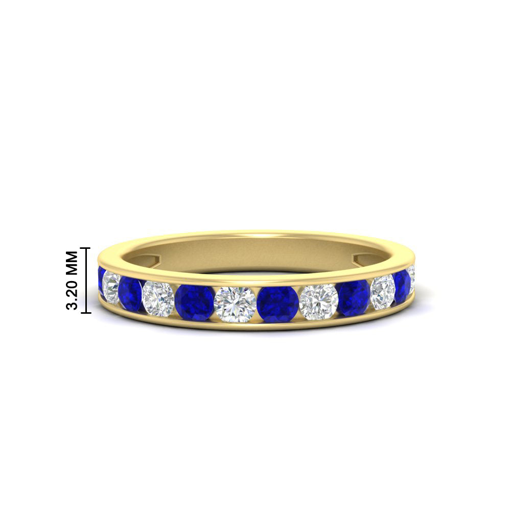 0.75-carat-round-diamond-channel-set-anniversary-ring-with-sapphire-in-yellow-gold-FDWB5242ROGSABL-0.75CT-NL-YG-HW